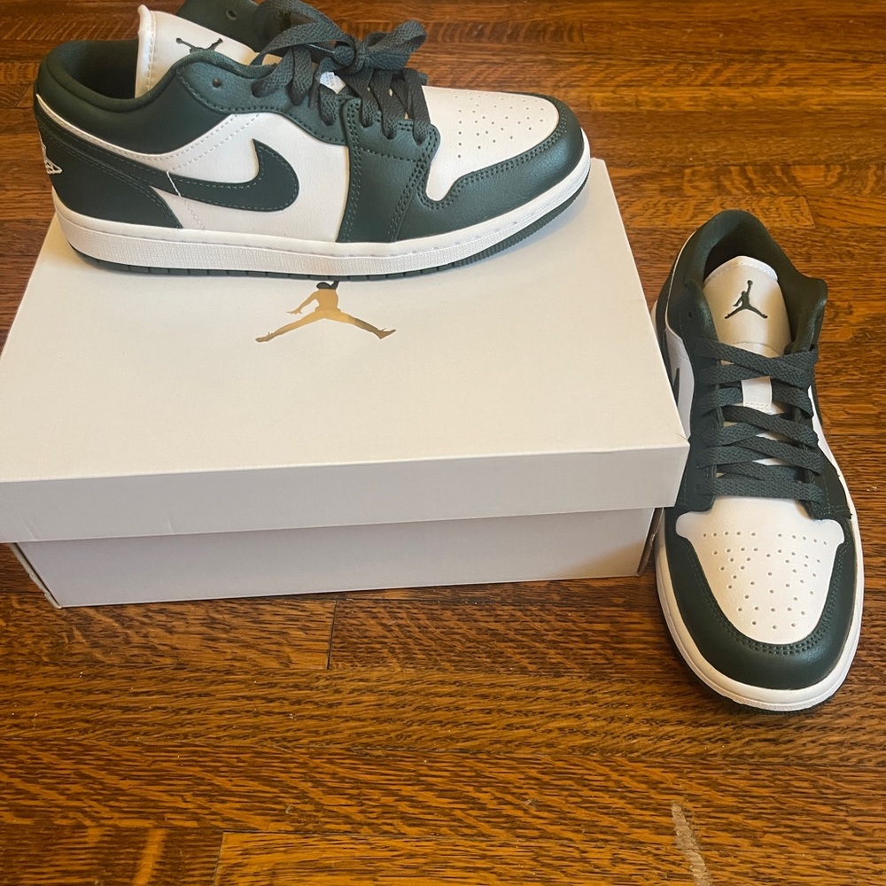 Nike Air Jordan 1 Low Green and White Sneakers